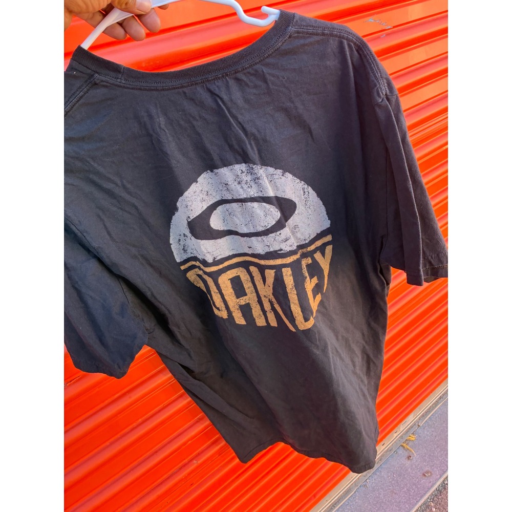 Oakley Mens Graphic T-Shirt XXL Regular Fit Black Distressed Logo Short Sleeve